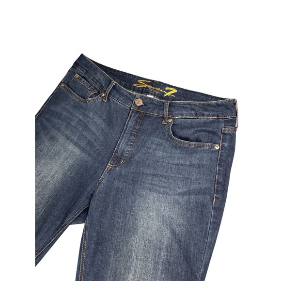 Seven 7 Weekend Slim Fit Jeans Dark Wash Denim Raw Hem Size 14 Stretch High Rise - Picture 2 of 10